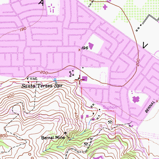 Topographic Map of Bernal School, CA