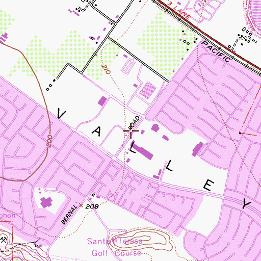 Topographic Map of Bernal Road Baptist Church, CA