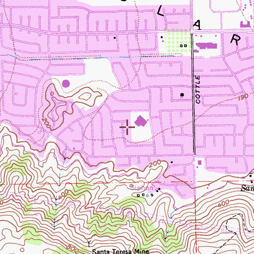 Topographic Map of Bertha Taylor Elementary School, CA