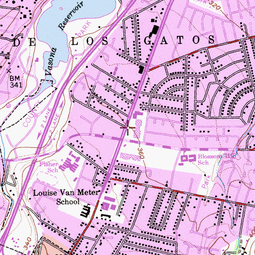 Topographic Map of Blossom Hill Shopping Center, CA
