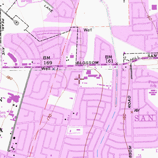 Topographic Map of Blossom Hill Post Office, CA