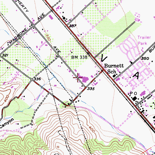 Topographic Map of Burnett Elementary School (historical), CA