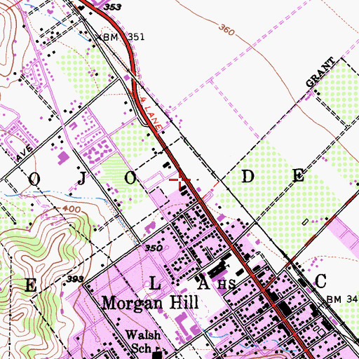 Topographic Map of Central High School, CA