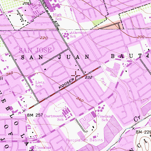 Topographic Map of Christ United Presbyterian Church, CA