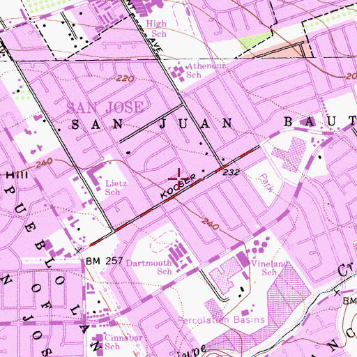 Topographic Map of Christian Center of San Jose, CA