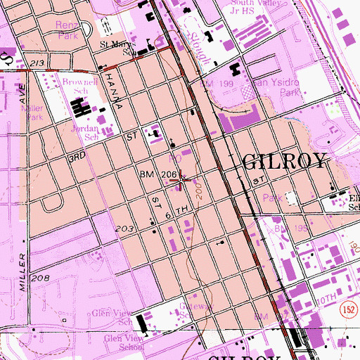 Topographic Map of Christian Church of Gilroy, CA