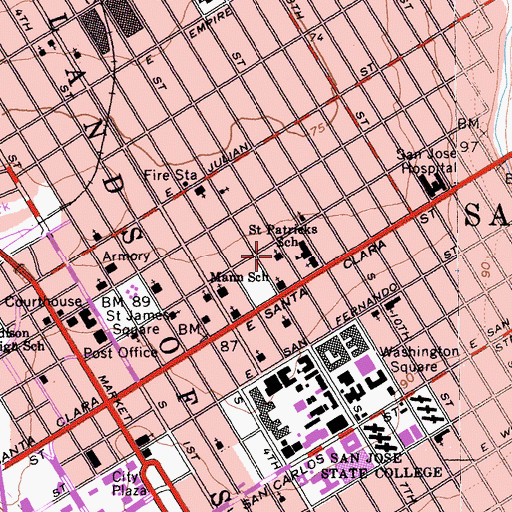 Topographic Map of Church of Christ, CA