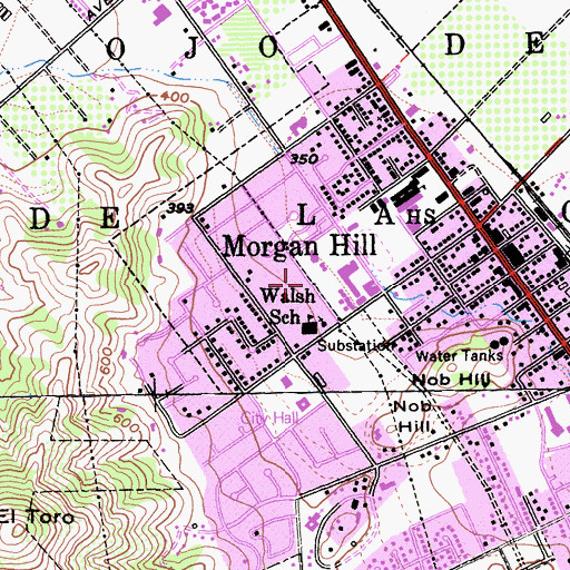 Topographic Map of Church of the Rock Morgan Hill Foursquare Church, CA