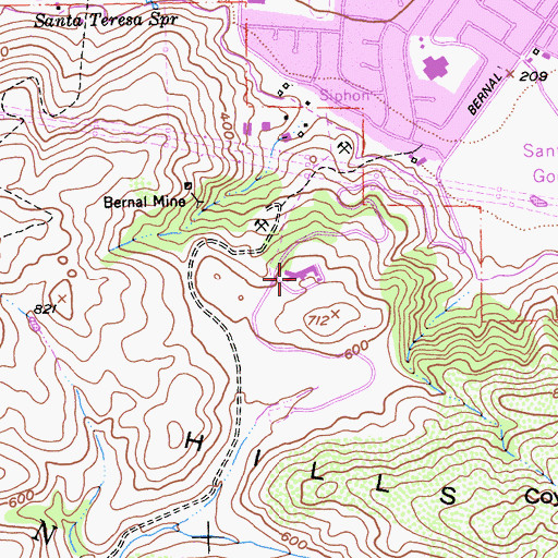 Topographic Map of County of Santa Clara Girls Ranch, CA