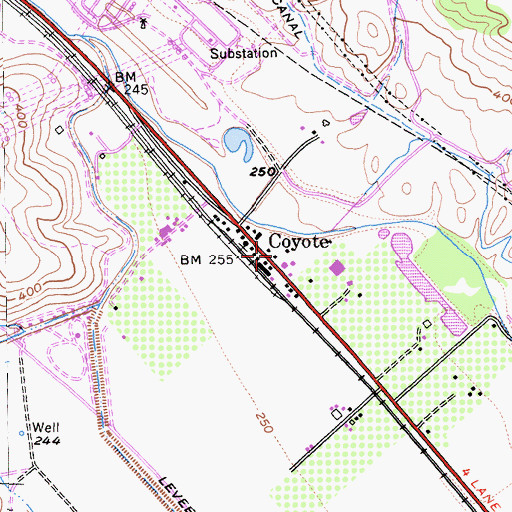 Topographic Map of Coyote Post Office, CA
