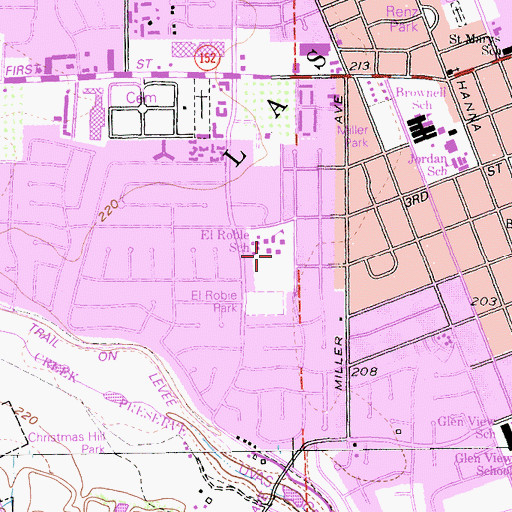 Topographic Map of El Roble Elementary School, CA