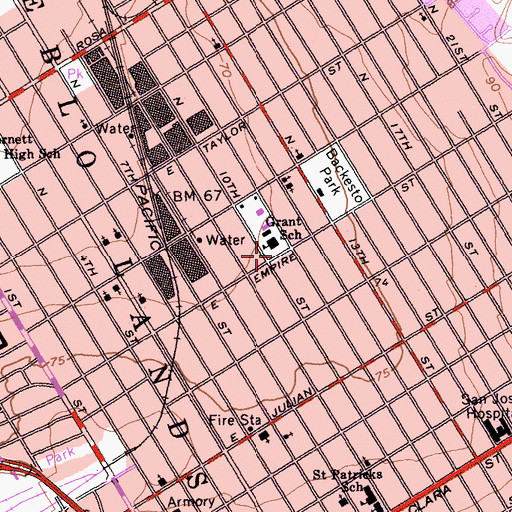 Topographic Map of Empire Branch San Jose Public Library, CA