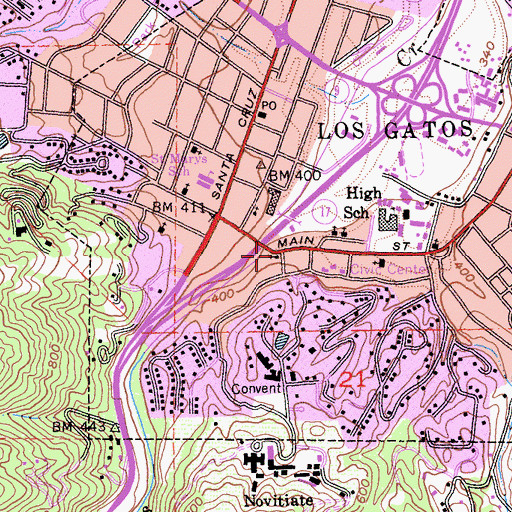 Topographic Map of First Baptist Church, CA