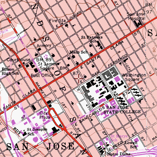 Topographic Map of First Christian Church, CA