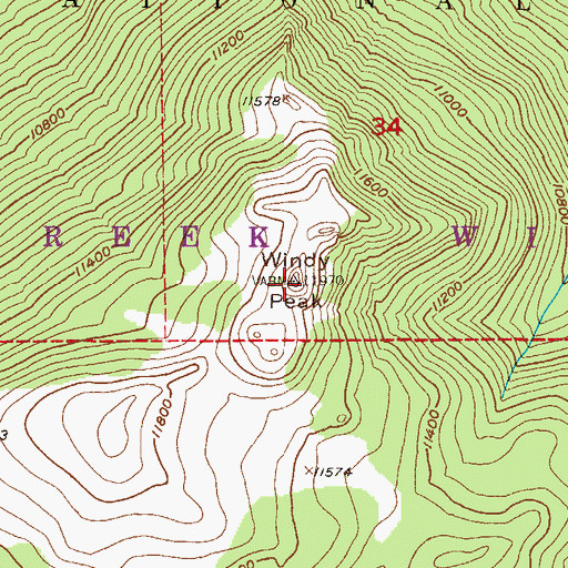 Topographic Map of Windy Peak, CO