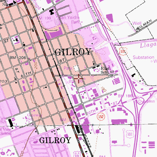 Topographic Map of Full Gospel Prayer Tabernacle Church, CA