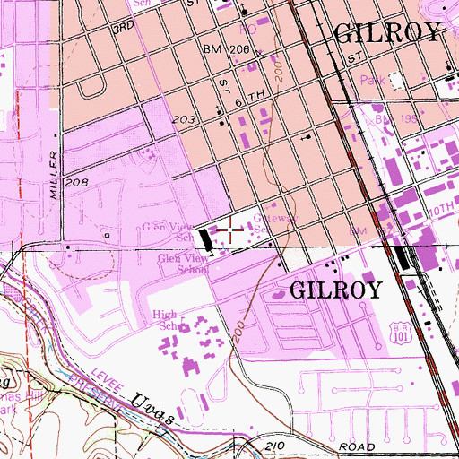 Topographic Map of Gateway School, CA