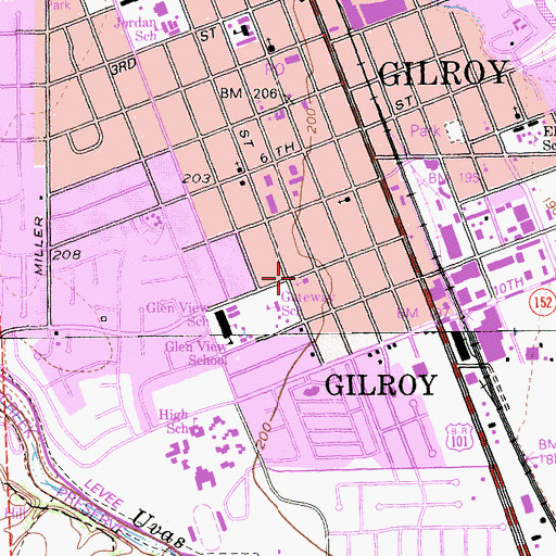 Topographic Map of Gilroy Bible Church, CA