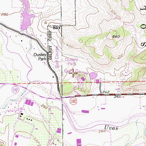 Topographic Map of Gilroy Golf and Country Club, CA