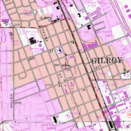 Topographic Map of Gilroy Public Library, CA