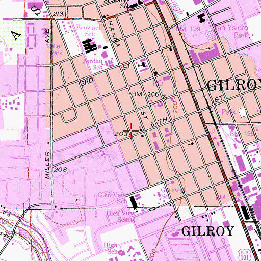 Topographic Map of Glad Tidings Assembly of God Church (historical), CA