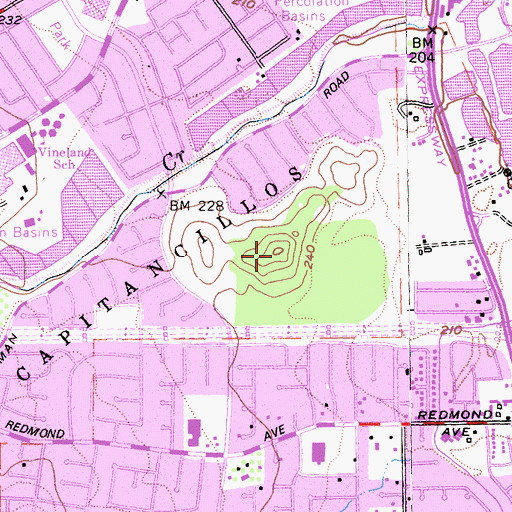 Topographic Map of Guadalupe Oak Grove Park, CA