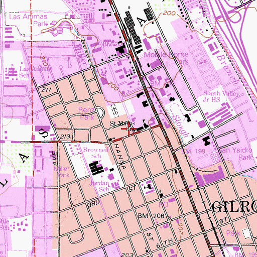Topographic Map of Hecker Pass Shopping Center, CA