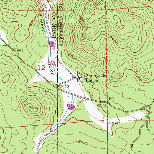 Topographic Map of Sunnyside Ranch, CO