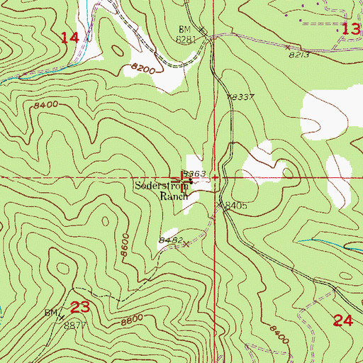 Topographic Map of Soderstrom Ranch, CO