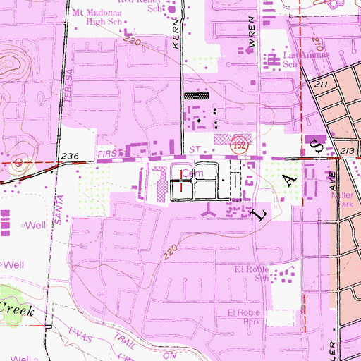 Topographic Map of Independent Order of Oddfellows Cemetery, CA
