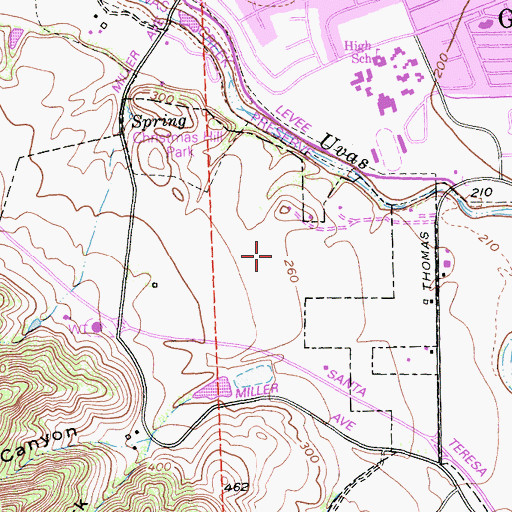 Topographic Map of Las Animas Elementary School, CA