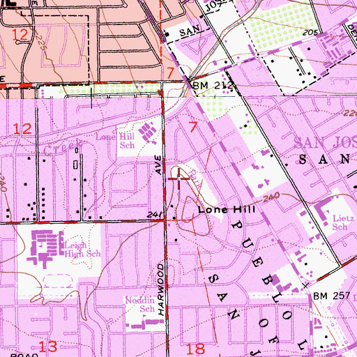 Topographic Map of Lone Hill Park, CA