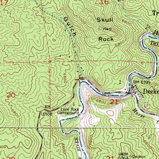 Topographic Map of Lazy Gulch, CO