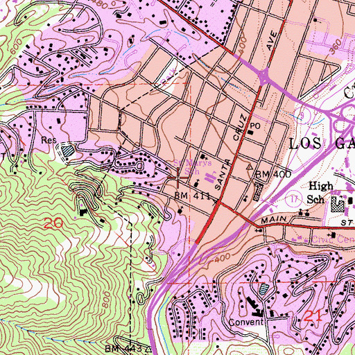 Topographic Map of Los Gatos Arts and Natural History Museum, CA