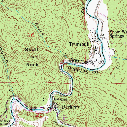 Topographic Map of Brush Creek, CO