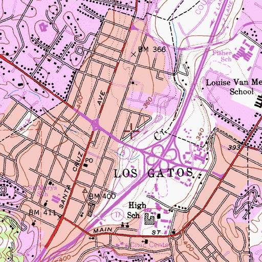 Topographic Map of Los Gatos Trailer Park, CA