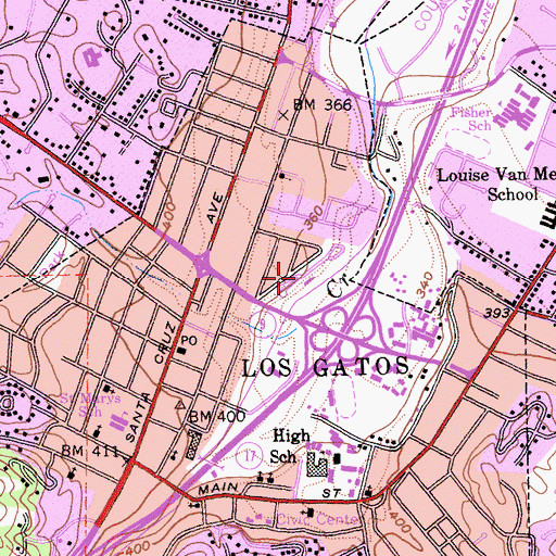 Topographic Map of Los Gatos Trailer Park, CA