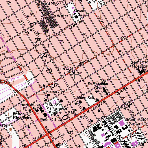 Topographic Map of Messenger of Peace Assembly of God Church, CA