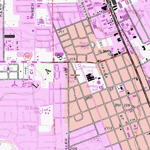 Topographic Map of Miller Park, CA