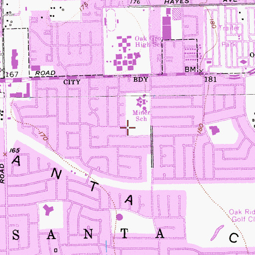 Topographic Map of Miner Park, CA
