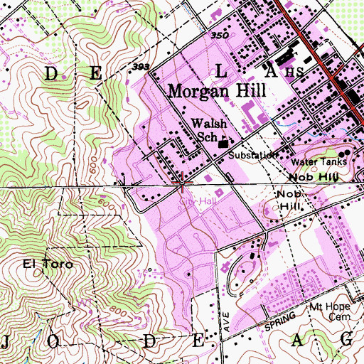 Topographic Map of Morgan Hill Museum, CA