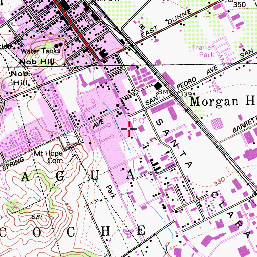 Topographic Map of Morgan Hill Post Office, CA