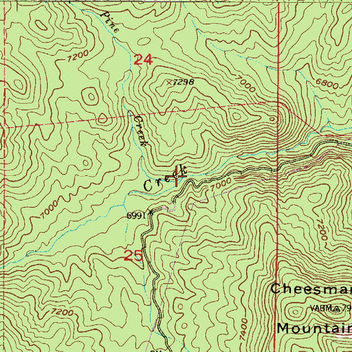 Topographic Map of Pine Creek, CO