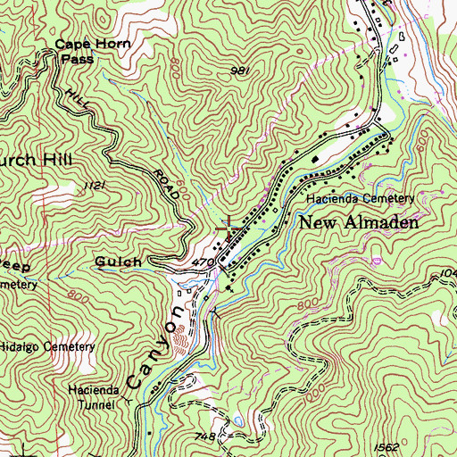 Topographic Map of New Almaden Post Office, CA