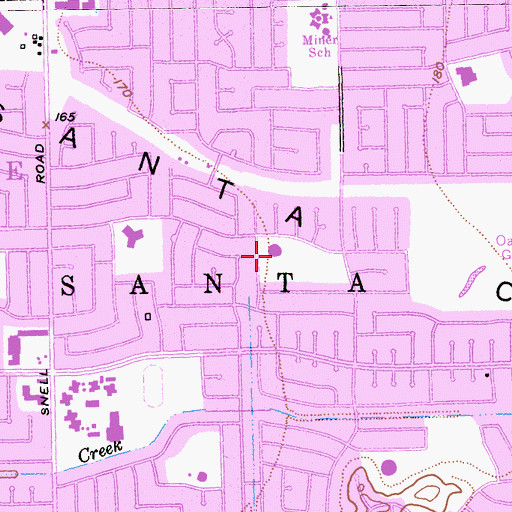 Topographic Map of Oak Ridge Elementary School, CA