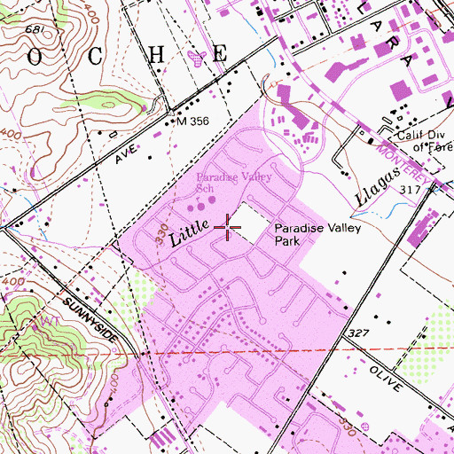 Topographic Map of Paradise Park, CA