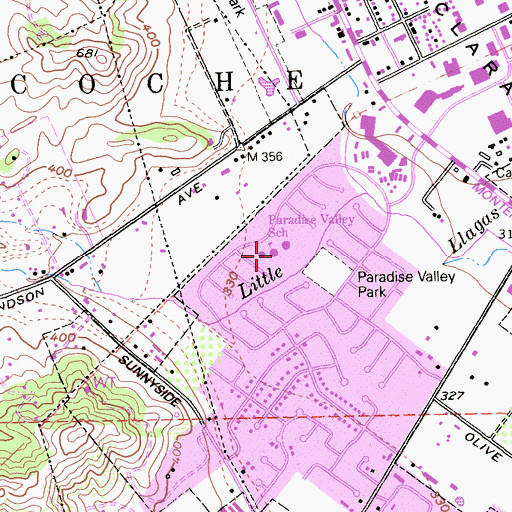 Topographic Map of Paradise Valley Elementary School, CA