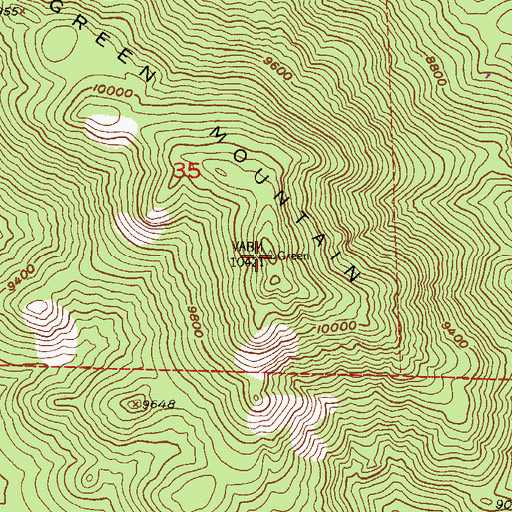 Topographic Map of Green Mountain, CO