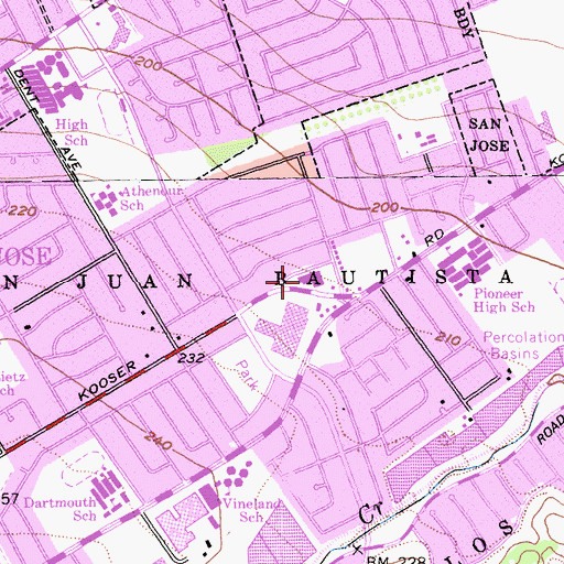 Topographic Map of Pioneers Shopping Center, CA