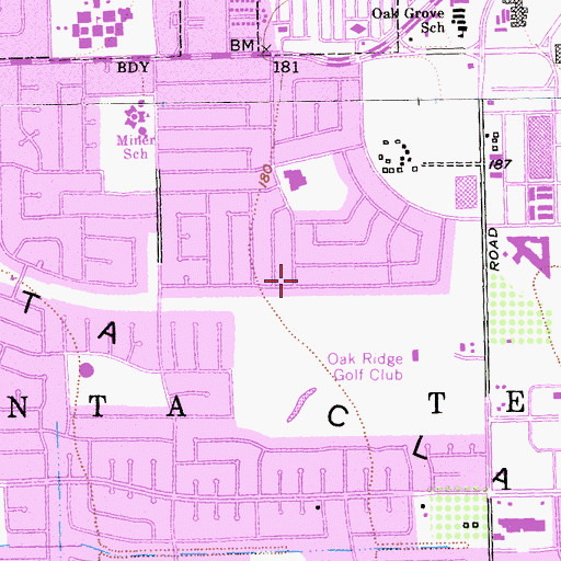 Topographic Map of Plantation Christian Elementary School, CA